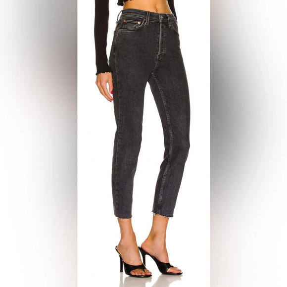 NWT RE/DONE 90's Orginals Ultra High Rise Skinny in Stoned Noir 26 - Picture 4 of 11